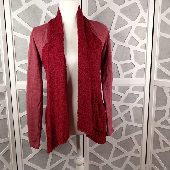 Lucky Brand Small Cardigan Waterfall Open Front Drape Pockets Red - Picture 6 of 11
